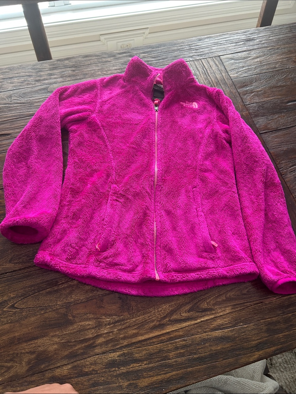 The North Face Kids Hot Pink Fuzzy Fleece Full-Zip Jacket